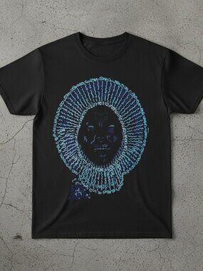 Abstract Face Spiral Graphic T-Shirt Black | Psychedelic Art Geometric Pattern